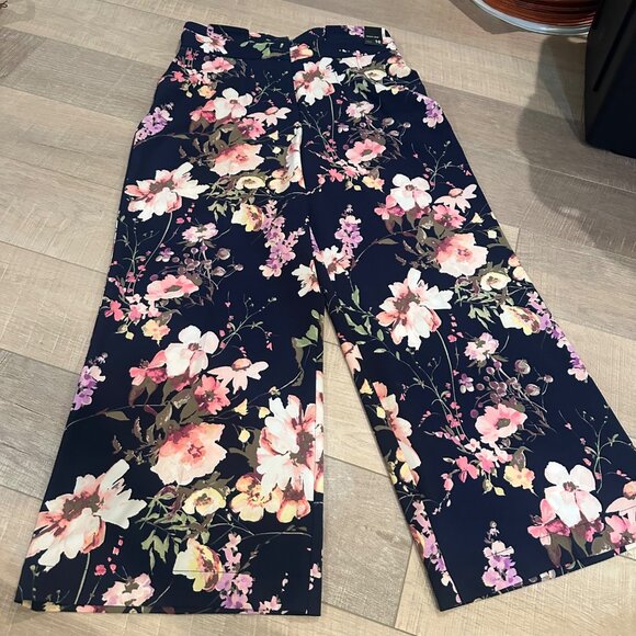 NY&C WOMENS FLORAL WIDE LEG PANTS SIZE 16 PETITE 7TH AVENUE NEW - Picture 1 of 11